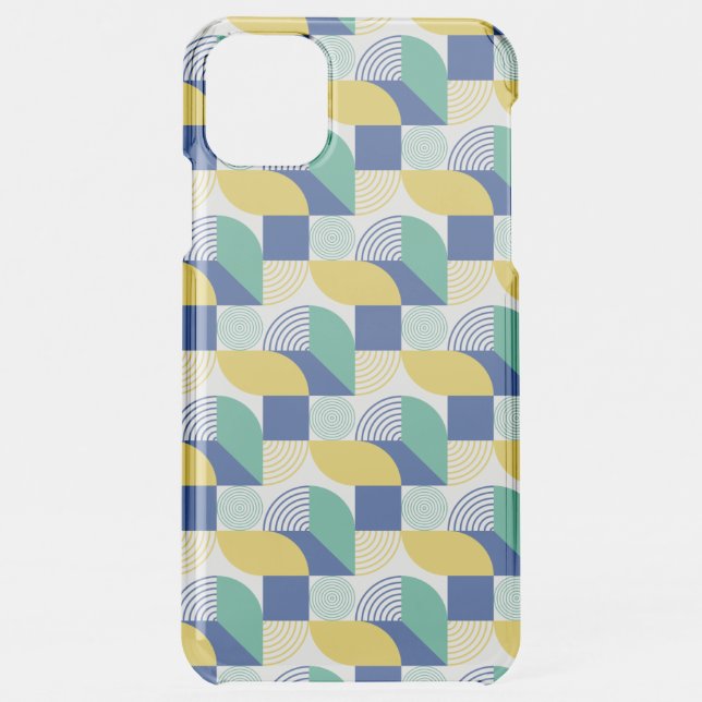 Blue Green Yellow Abstract Geometric Pattern Uncommon iPhone Case (Back)