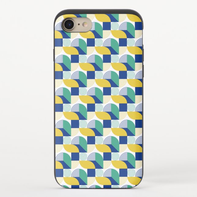Blue Green Yellow Abstract Geometric Pattern Uncommon iPhone Case (Back)