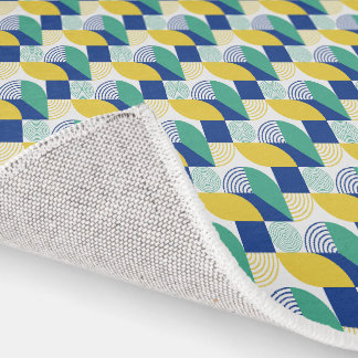 Blue Green Yellow Abstract Geometric Rug