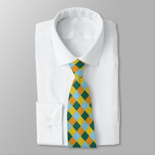Blue Green Yellow Brown Orange Neck Tie (Tied)