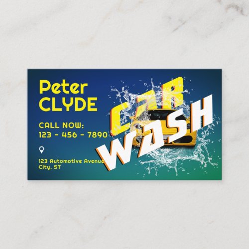 Blue green yellow carwash  business card