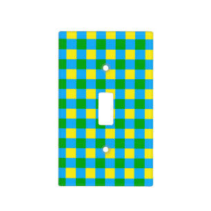 Blue Green Yellow Check Plaid Pattern Design  Light Switch Cover