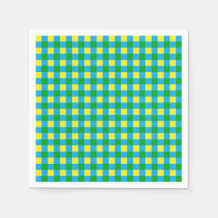 Blue Green Yellow Check Plaid Pattern Design  Napkins