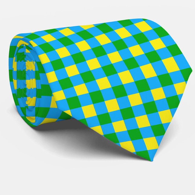 Blue Green Yellow Check Plaid Pattern Design  Neck Tie (Creator Uploaded)