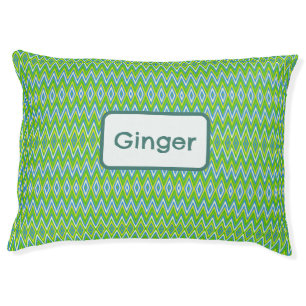 Blue Green Yellow Chevrons and Diamonds Pet Bed