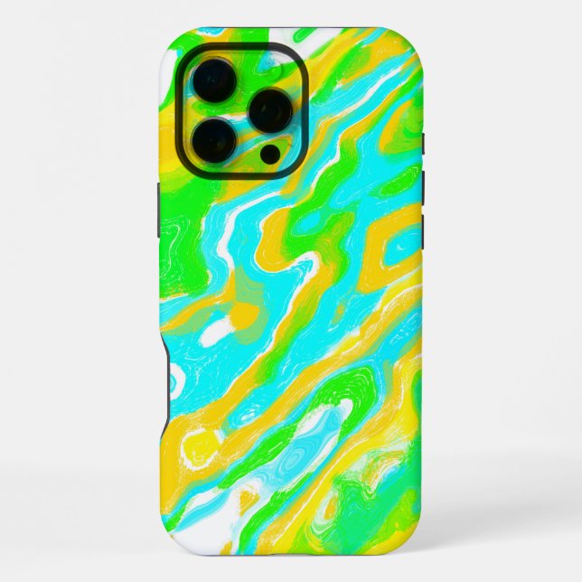 Blue Green Yellow Colorful Abstract Marble Liquid  iPhone Case (Back)