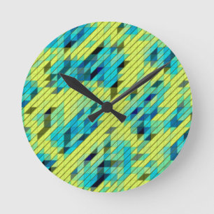 Blue Green Yellow COOL Pattern Round Clock