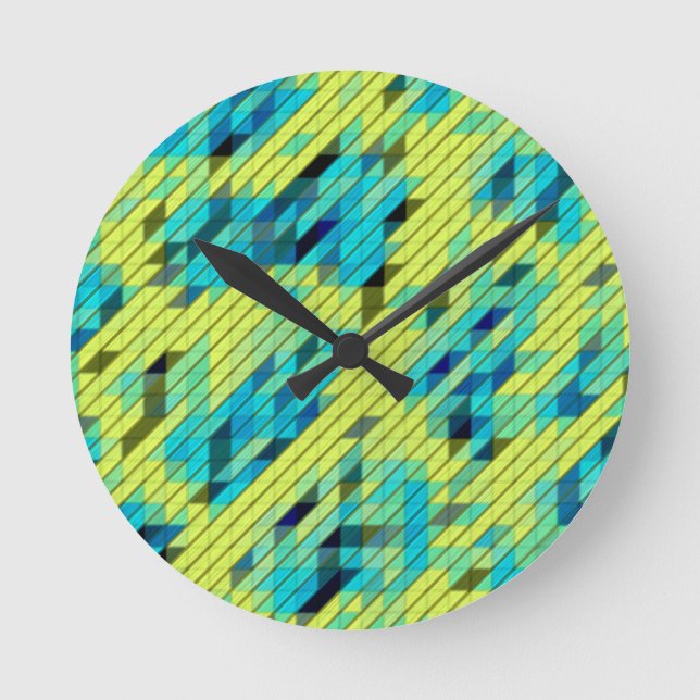 Blue Green Yellow COOL Pattern Round Clock (Front)