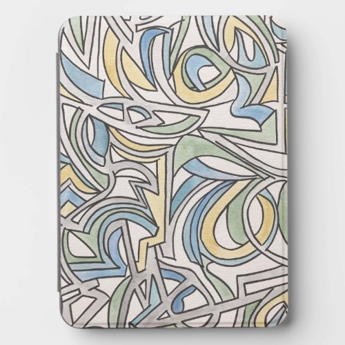 Blue Green Yellow Lattice-Hand Painted Watercolor  Kindle Cover