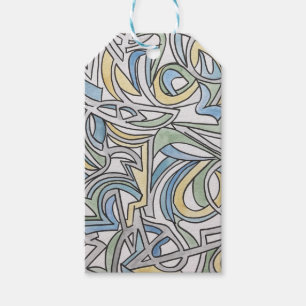 Blue Green Yellow Lattice-Watercolor Art Gift Tags