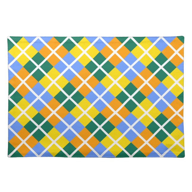 Blue Green Yellow Orange Cloth Placemat (Front)