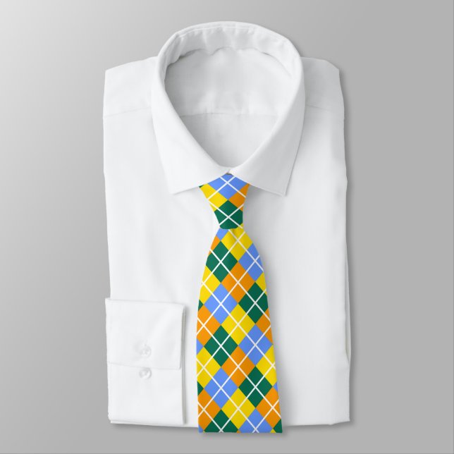 Blue Green Yellow Orange Neck Tie (Tied)
