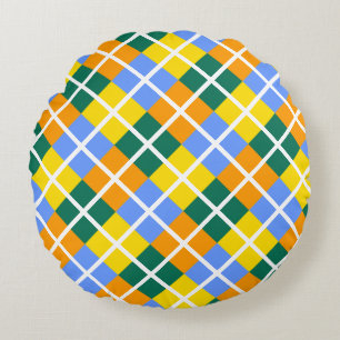 Blue Green Yellow Orange Round Pillow