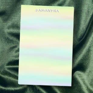 Blue green yellow pastel watercolor custom name post-it notes