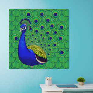 Blue- green yellow peacock Wallpaper Wall Decal