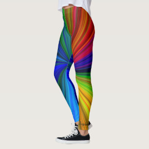 Blue Green Yellow Pink Name Bright Starburst Leggings