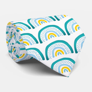 Blue Green Yellow Rainbow Pattern Neck Tie