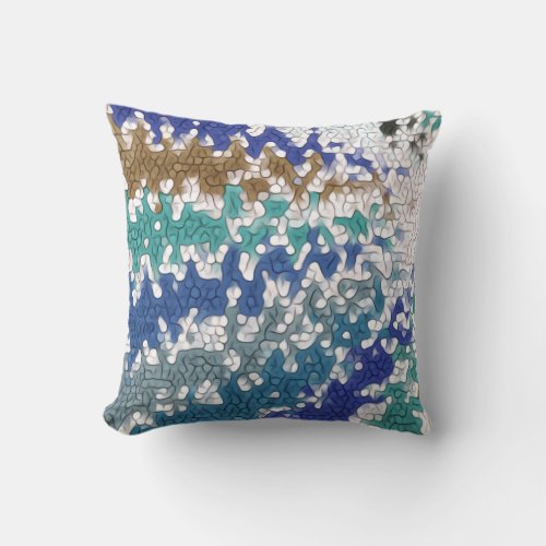 Blue Green Yellow Unique Pattern Throw Pillow