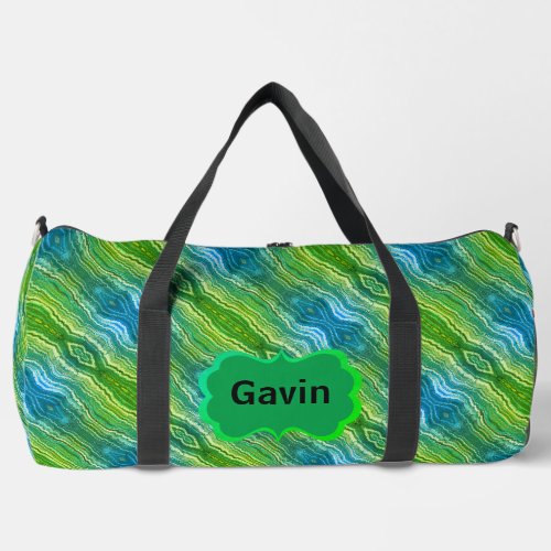 Blue Green Yellow Zigzag Duffle Bag