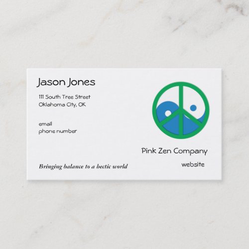 Blue &amp; Green Yin Yang Business Card Template