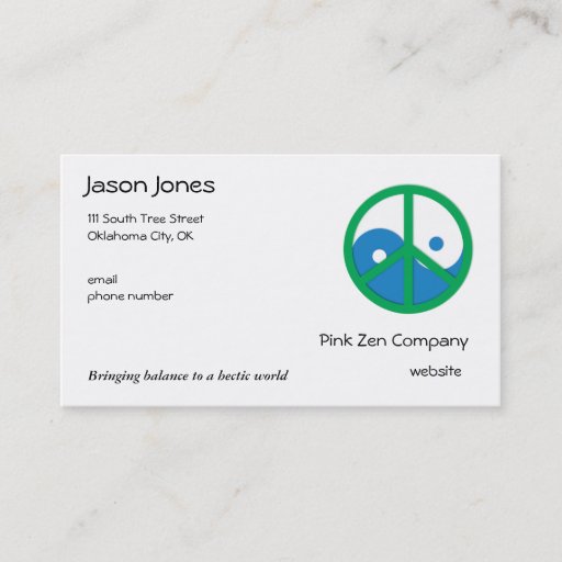 Customizable Blue &amp; Green Yin Yang Business Card Template