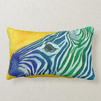 Blue & Green Zebra Throw Pillow