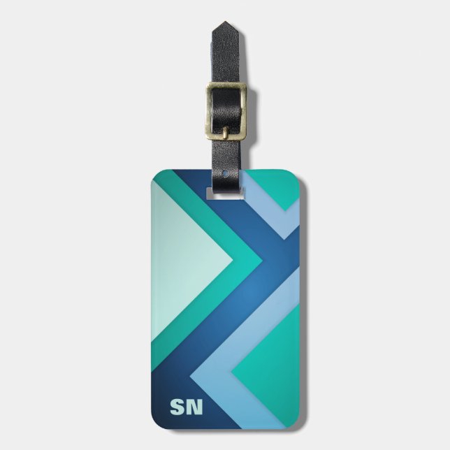 Blue Green Zig Zag Stripes Luggage Tag (Front Vertical)