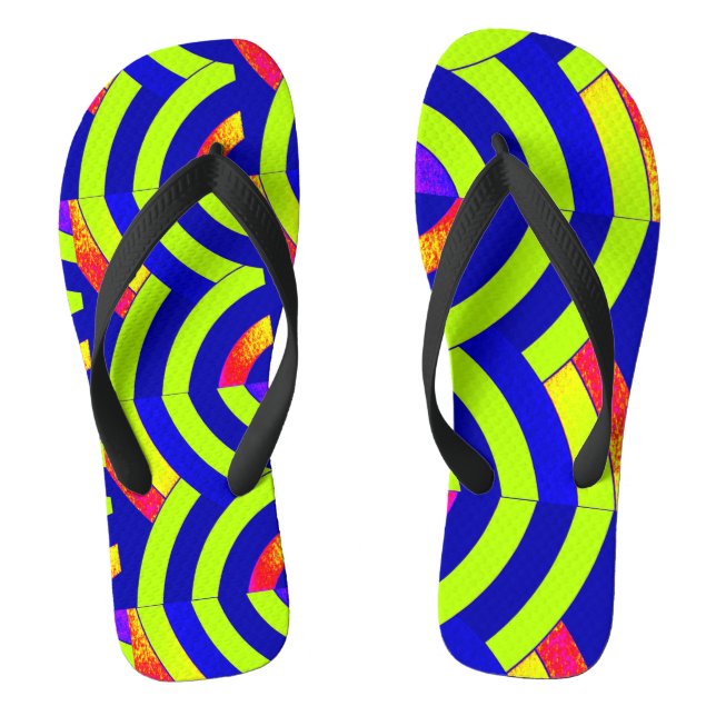 blue green zigzag chevron pattern flip flops (Footbed)
