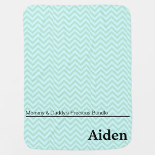 Blue Green Zigzag Personalized Boy Swaddle Blanket