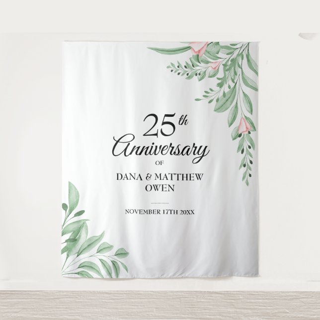 Blue Greenery 25th Anniversary Photo Backdrop (Front)