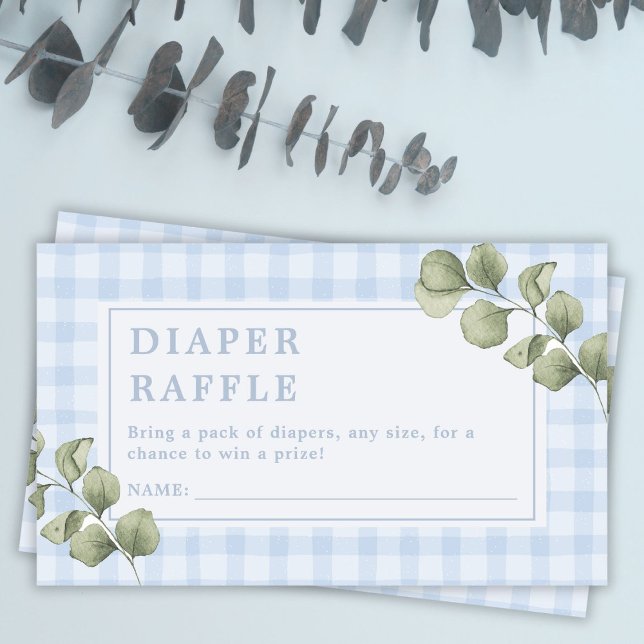 Blue Greenery Boy Baby Shower Diaper Raffle Enclosure Card (Creator Uploaded)
