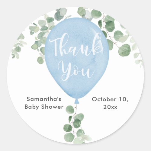 Blue greenery eucalyptus balloon baby stickers