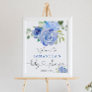 Blue greenery floral boy baby shower welcome sign