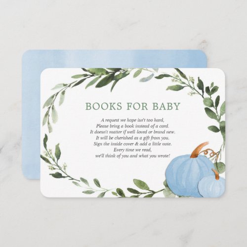 Blue greenery pumpkins fall books for baby boy  enclosure card