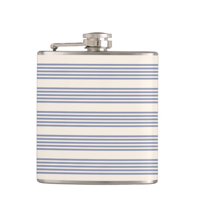 Blue-grey and beige five stripe pattern flask (Front)