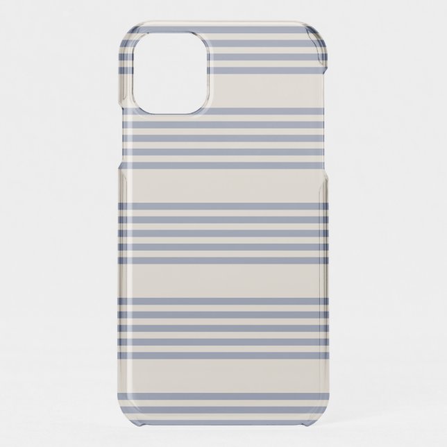 Blue-grey and beige five stripe pattern uncommon iPhone case (Back)
