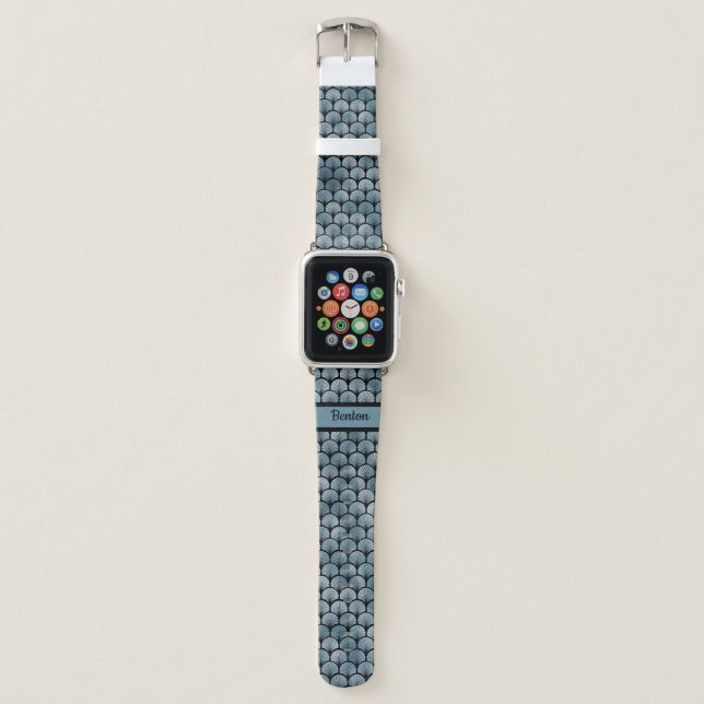 Blue Grey And Black Art Deco  Apple Watch Band (Front)