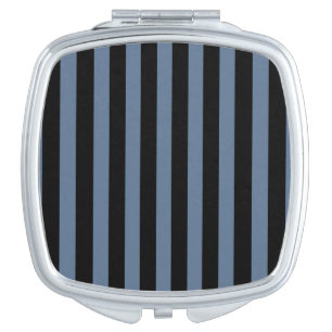 Blue grey and black stripes compact mirror