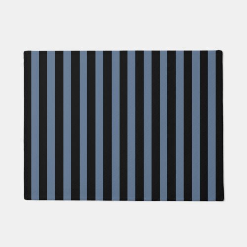 Blue grey and black stripes doormat