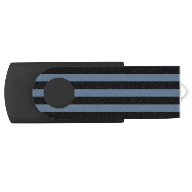 Blue grey and black stripes flash drive (Front)
