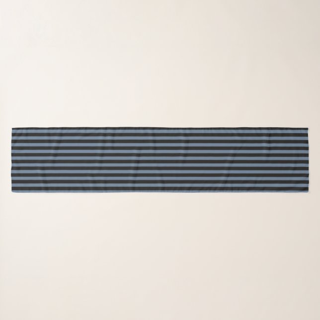 Blue grey and black stripes scarf (Front (Horizontal))
