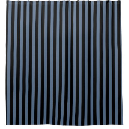 Blue grey and black stripes shower curtain