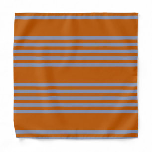 Blue-grey and burnt orange five stripe pattern bandana