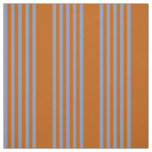 Blue-grey and burnt orange five stripe pattern fabric