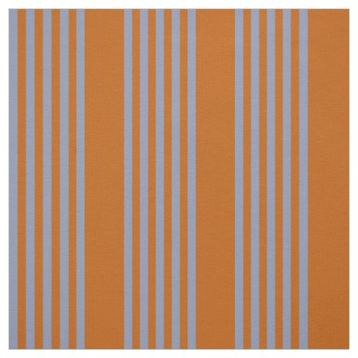 Blue-grey and burnt orange five stripe pattern fabric