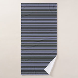 Blue-grey and charcoal five stripe pattern bath towel