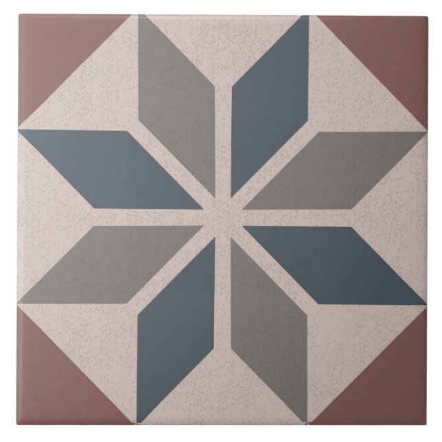 Blue, grey and earth-coloured diamond tiles (Front)