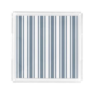 Blue-grey and white candy stripes acrylic tray