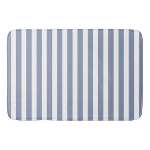Blue grey and white candy stripes bath mat