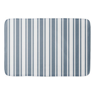 Blue-grey and white candy stripes bath mat